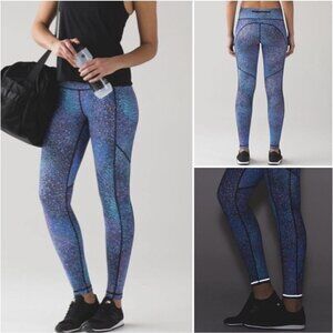 LULULEMON Speed Tight V Strive Multi Mermaid Rainbow GALAXY side pckts Size 4